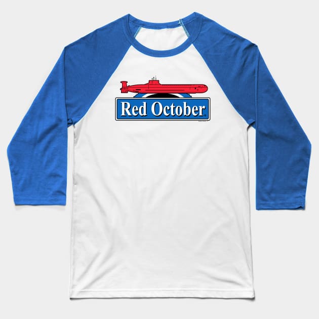 Red October Baseball T-Shirt by Illustratorator